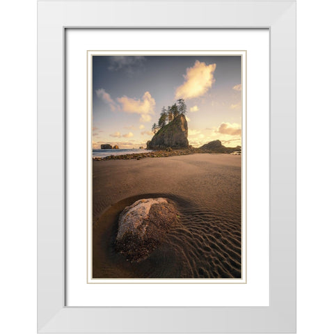 Water Trails White Modern Wood Framed Art Print with Double Matting by Gamito, Clara