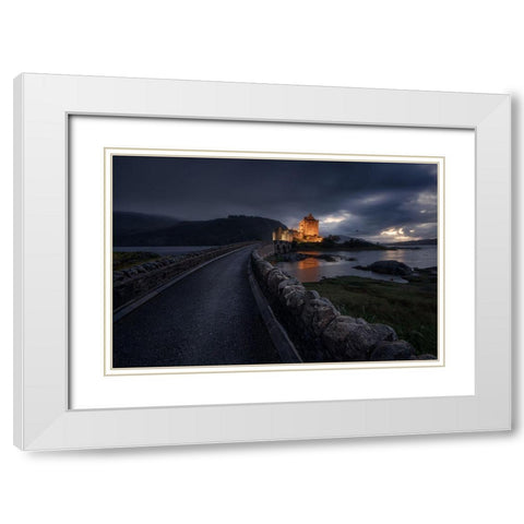 Eilean Donan Castle White Modern Wood Framed Art Print with Double Matting by Alvarez Osorio, Cesar