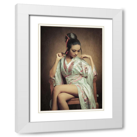 The Story Of Geisha : Fantasize White Modern Wood Framed Art Print with Double Matting by Abdillah, Djayent