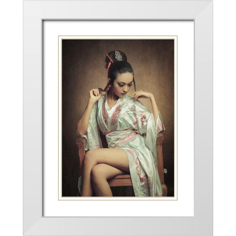 The Story Of Geisha : Fantasize White Modern Wood Framed Art Print with Double Matting by Abdillah, Djayent