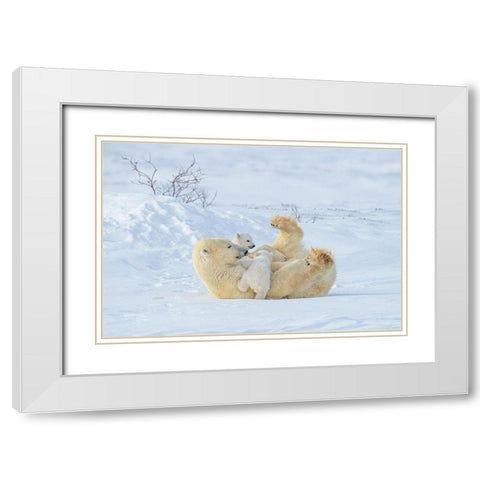 Playtime White Modern Wood Framed Art Print with Double Matting by Hao, Jiang