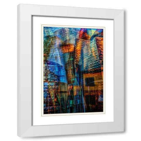 Incastri White Modern Wood Framed Art Print with Double Matting by Della Latta, Massimo