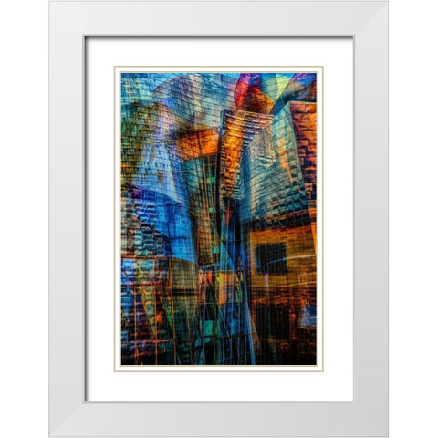 Incastri White Modern Wood Framed Art Print with Double Matting by Della Latta, Massimo