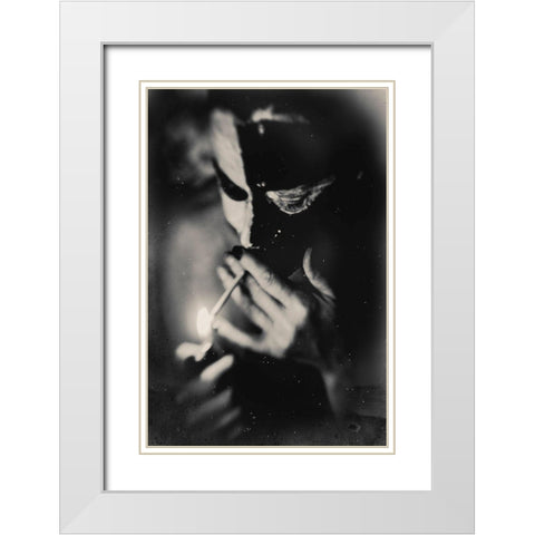 Untitled White Modern Wood Framed Art Print with Double Matting by Bousca, Bogdan