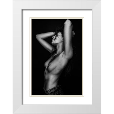 Sensual Beauty [Kaya D] White Modern Wood Framed Art Print with Double Matting by Krystynek MQEP, Martin