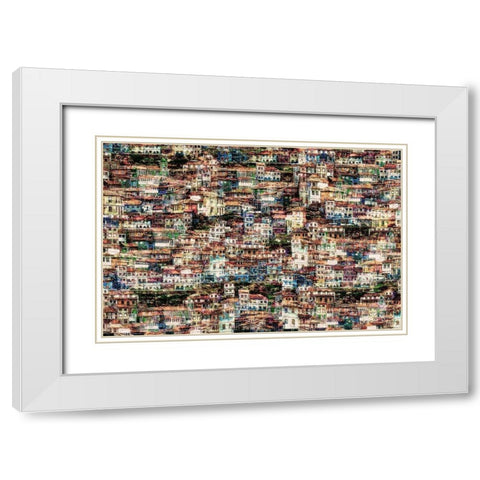 Cudillero White Modern Wood Framed Art Print with Double Matting by W., Orkidea