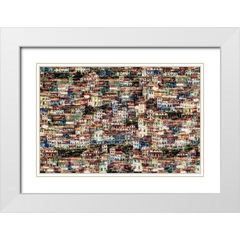 Cudillero White Modern Wood Framed Art Print with Double Matting by W., Orkidea