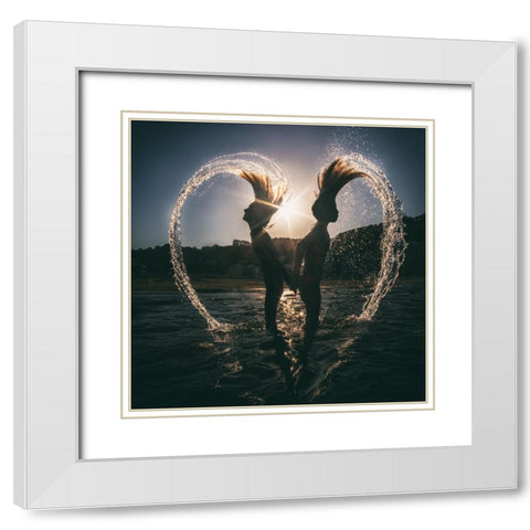 Summer Love White Modern Wood Framed Art Print with Double Matting by Garcia, Vladi