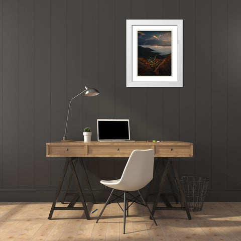 Mount Damavand In Spring White Modern Wood Framed Art Print with Double Matting by Behzad, Majid