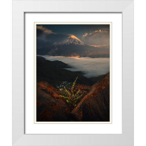Mount Damavand In Spring White Modern Wood Framed Art Print with Double Matting by Behzad, Majid