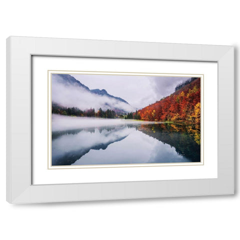 Autumn Reflections White Modern Wood Framed Art Print with Double Matting by Krivec, Ales