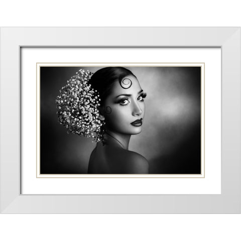 Nature White Modern Wood Framed Art Print with Double Matting by Tambe, Peppe