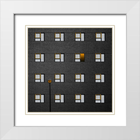 Simplicity With Yellow Frames White Modern Wood Framed Art Print with Double Matting by Schuster, Inge