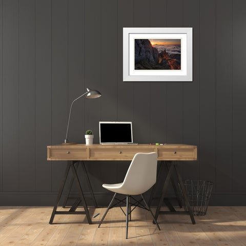 Picos De Europa White Modern Wood Framed Art Print with Double Matting by Alvarez Osorio, Cesar