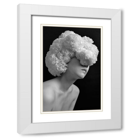 Paperflower White Modern Wood Framed Art Print with Double Matting by Nogi, Kuchiko