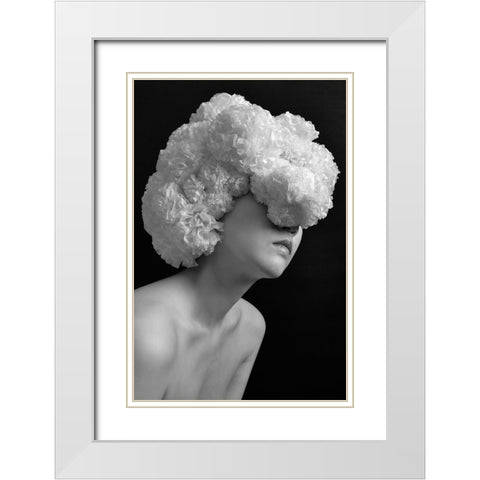 Paperflower White Modern Wood Framed Art Print with Double Matting by Nogi, Kuchiko