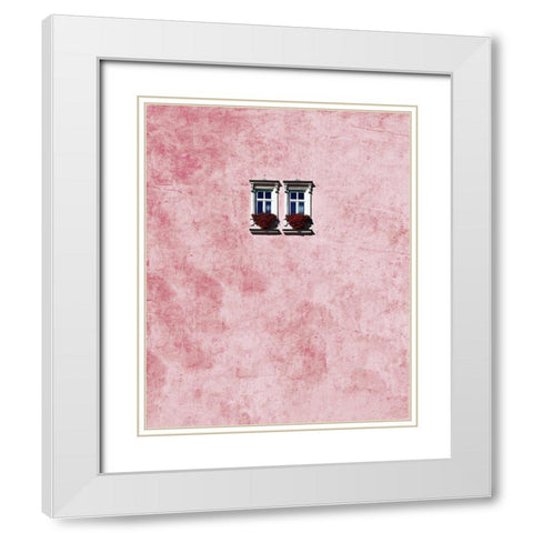 Pink Wall White Modern Wood Framed Art Print with Double Matting by Arro