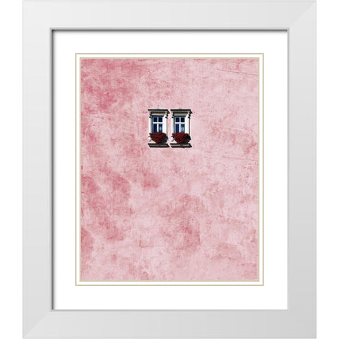 Pink Wall White Modern Wood Framed Art Print with Double Matting by Arro