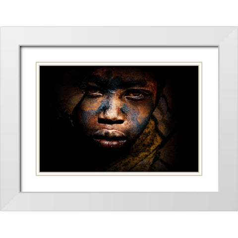 Art Color Suri Boy White Modern Wood Framed Art Print with Double Matting by Yosifov, Svetlin