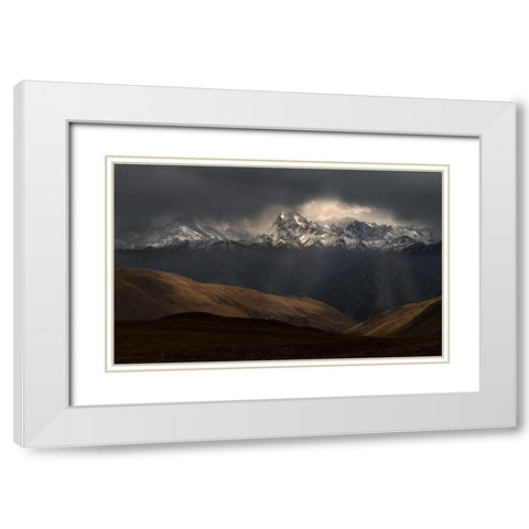 Snow Mountain Peak White Modern Wood Framed Art Print with Double Matting by Liaoyuhan