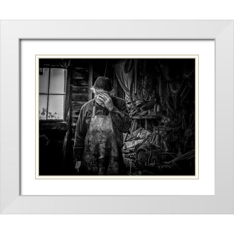Headache White Modern Wood Framed Art Print with Double Matting by Ma, Frank