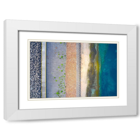 Layers White Modern Wood Framed Art Print with Double Matting by Chan, Mozart
