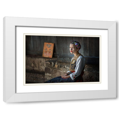 Serbian  Beauty White Modern Wood Framed Art Print with Double Matting by Jordanski, Goran