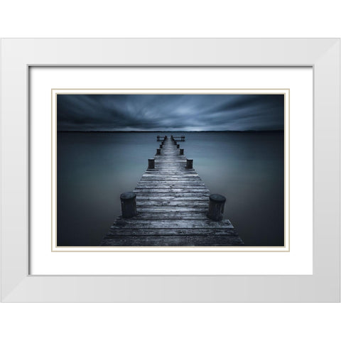 Dark White Modern Wood Framed Art Print with Double Matting by Iso66