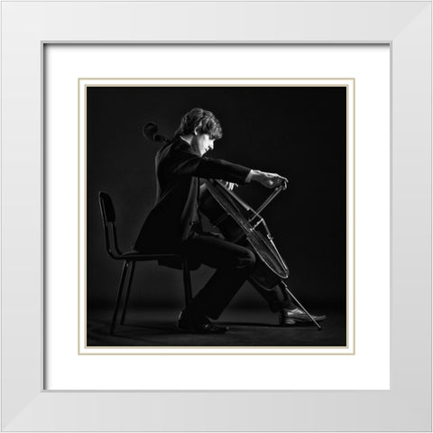 Musician. White Modern Wood Framed Art Print with Double Matting by Refat