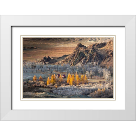 Oasis In The Mountains (Altai) White Modern Wood Framed Art Print with Double Matting by Pakutina, Anna