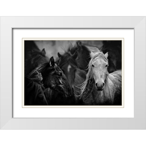 White White Modern Wood Framed Art Print with Double Matting by Basa, Emine