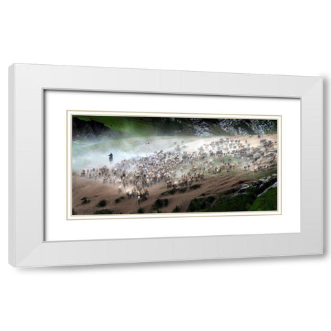 The Great Migration Of Kazakh White Modern Wood Framed Art Print with Double Matting by Zhu, Hua