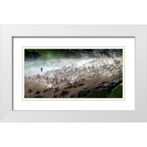 The Great Migration Of Kazakh White Modern Wood Framed Art Print with Double Matting by Zhu, Hua