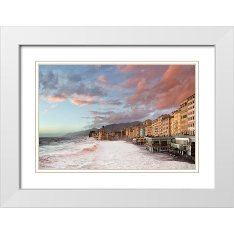 Camogli White Modern Wood Framed Art Print with Double Matting by Bolla, Paolo