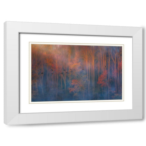 Misty Morning White Modern Wood Framed Art Print with Double Matting by P., Ruiqing