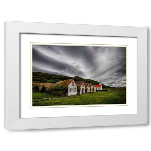 Old Icelandic Rectory White Modern Wood Framed Art Print with Double Matting by H. Ingibergsson, Torsteinn
