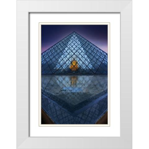 The Piramid White Modern Wood Framed Art Print with Double Matting by Lopez Noval, Jorge