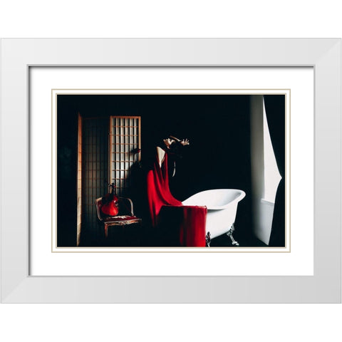 The Red Song White Modern Wood Framed Art Print with Double Matting by Bolgov, Ruslan