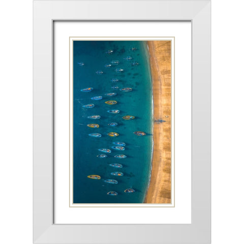 The Direction Of The Sea White Modern Wood Framed Art Print with Double Matting by Tianqi