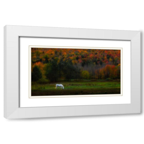 Autumn Glory White Modern Wood Framed Art Print with Double Matting by P., Ruiqing