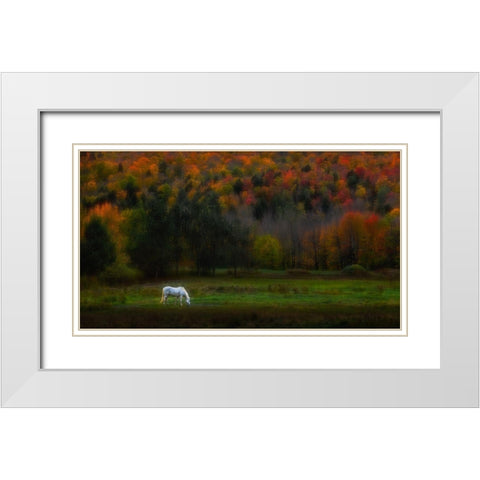 Autumn Glory White Modern Wood Framed Art Print with Double Matting by P., Ruiqing