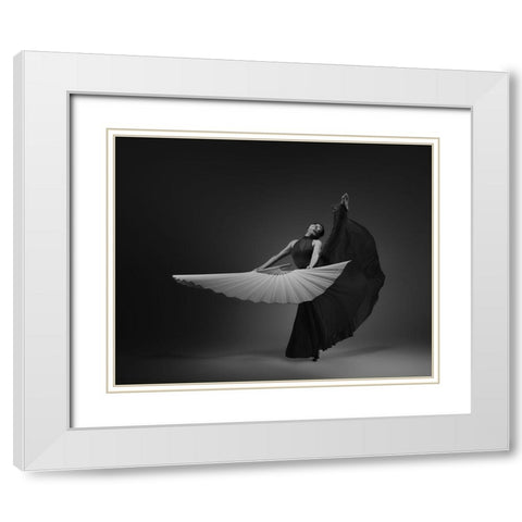 The Fan White Modern Wood Framed Art Print with Double Matting by Li, Rob