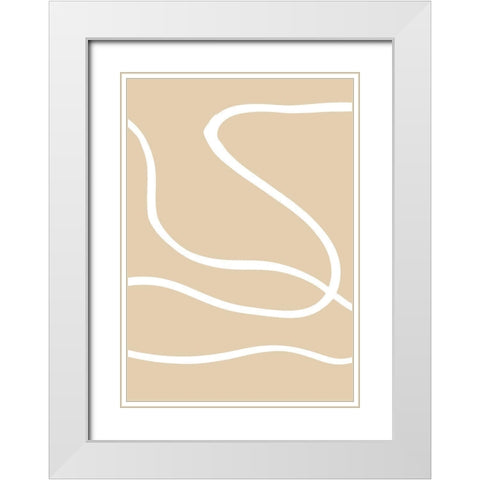 Beige Lines 01 White Modern Wood Framed Art Print with Double Matting by 1x Studio