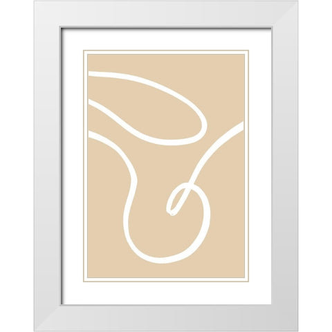 Beige Lines 02 White Modern Wood Framed Art Print with Double Matting by 1x Studio
