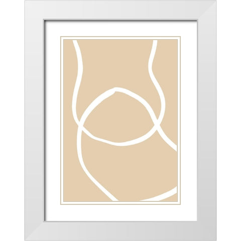 Beige Lines 04 White Modern Wood Framed Art Print with Double Matting by 1x Studio