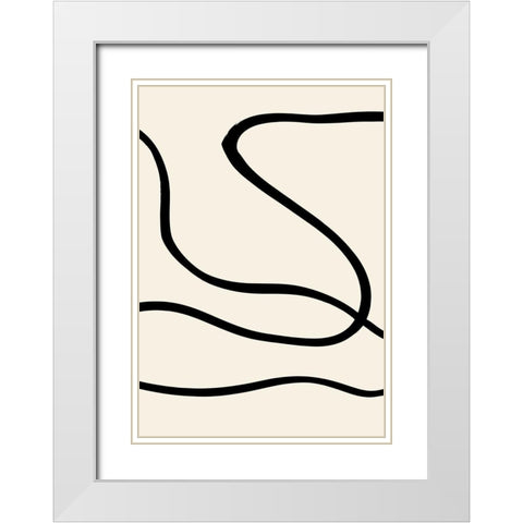Black Lines 01 White Modern Wood Framed Art Print with Double Matting by 1x Studio