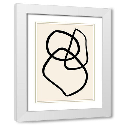 Black Lines 03 White Modern Wood Framed Art Print with Double Matting by 1x Studio