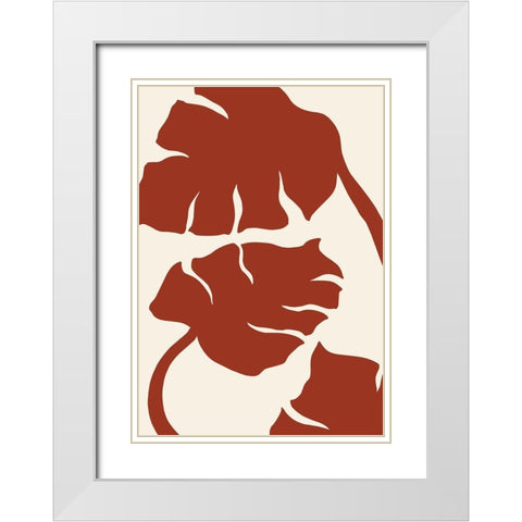 Monstera Brown White Modern Wood Framed Art Print with Double Matting by 1x Studio