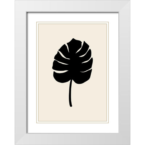Monstera Leaf Black White Modern Wood Framed Art Print with Double Matting by 1x Studio