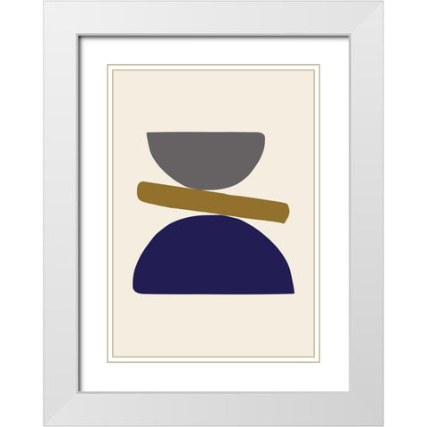 Organic Shapes 08 White Modern Wood Framed Art Print with Double Matting by 1x Studio